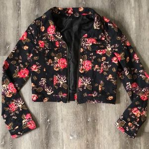 Black Floral Denim Jacket